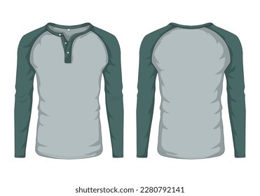 Raglan sleeve long sleeve t-shirt mockup front and back view