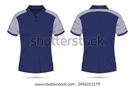 Raglan sleeve polo shirt mockup front and back view