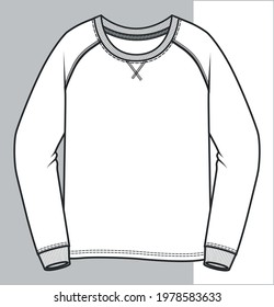 Raglan Long sleeve t shirt technical fashion flat sketch vector  illustration template 8554366 Vector Art at Vecteezy