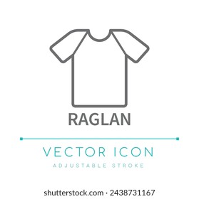 Raglan Sleeve Tshirt Clothes Style, Shirt Fashion Apparel Vector Line Icon