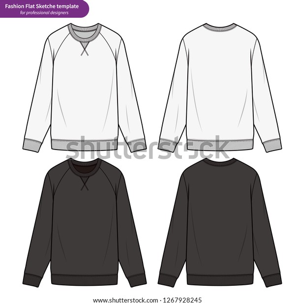 Raglan Sweatshirts Fashion Flat Technical Drawing Stock Vector (Royalty ...