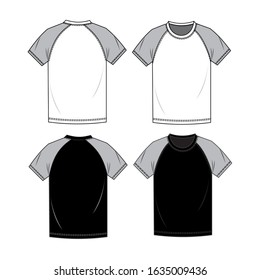 Raglan T Shirt  Fashion Flat Sketch Template