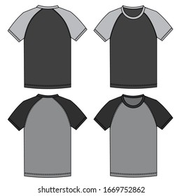 Raglan T Shirt  Fashion Flat Sketch Template