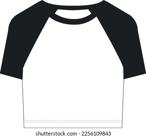 raglan top tshirt blouse girl woman women crop top black white vector