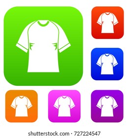 Raglan tshirt set icon color in flat style isolated on white. Collection sings vector illustration