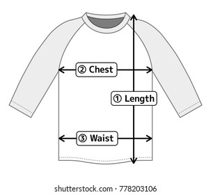 ragran shirt illustration for size chart (english) 