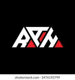 RAH triangle letter logo design with triangle shape. RAH triangle logo design monogram. RAH triangle vector logo template with red color. RAH triangular logo Simple, Elegant, and Luxurious design.