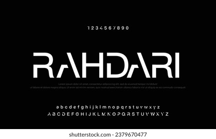 RAHDARI professional luxury, modern, tech and creative letter sets. unique font typeface logo design.