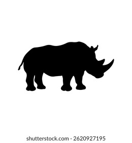 Rahino silhouette vector flat illustration design.