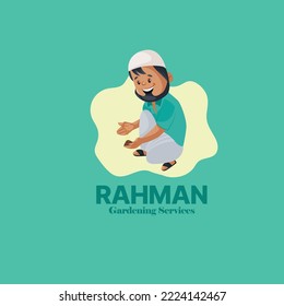 Rahman gardening services vector mascot logo template.