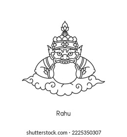 Rahu God of the Indians Faith kawaii doodle flat cartoon vector illustration