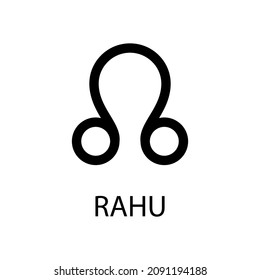 Rahu planet symbol. Ascending lunar node. Vector black sign on white. Astrological calendar. Jyotisha. Hinduism, Indian or Vedic astrology horoscope