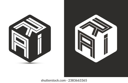 RAI letter logo design with illustrator cube logo, vector logo modern alphabet font overlap style. Premium Business logo icon. White color on black background