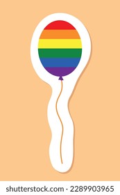 globo de color arcoiris, colores de la bandera del orgullo, comunidad gay, mes del orgullo, etiqueta de vector LGBTQ