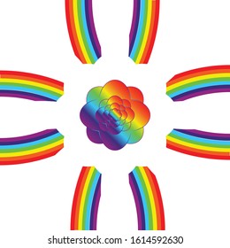Raibow Ribbon Flower Box  White Background Colorful 