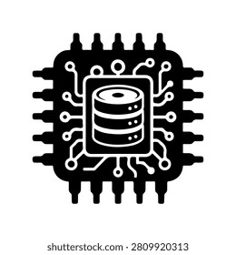 RAID Controller Chip Silhouette Vector Icon