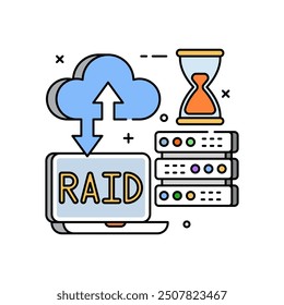 RAID Fill Color Icon, Vector illustration.