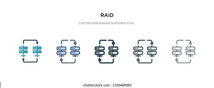 raid icon in different style vector illustration. two colored and black raid vector icons designed in filled, outline, line and stroke style can be used for web, mobile, ui