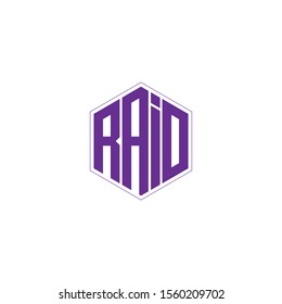 RAID letter logo design with purple 