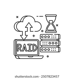 RAID Outline Icon, Vector illustration