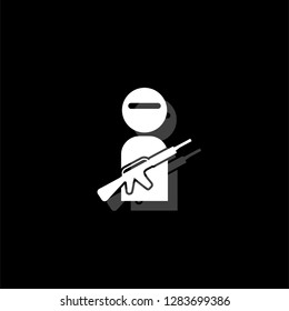 Raider. White flat simple icon with shadow