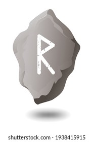 RAIDHO STONE RUNE ON A WHITE BACKGROUND IN VECTOR