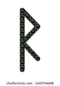 Raido. Ancient Scandinavian runes Futhark. Used in magical scripts, amulets, fortune telling. Scandinavian and Germanic writing. White background