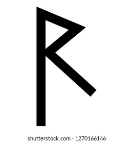 Raido rune raid symbol road icon black color