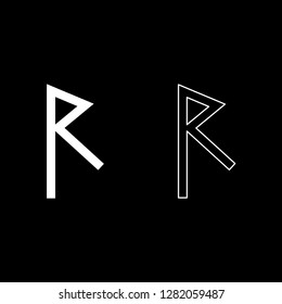 Raido rune raid symbol road icon set white color