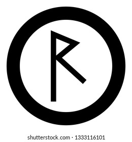 Raido rune raid symbol road icon black color vector in circle round illustration flat style simple image