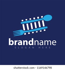 rail with bolt and fork food logo icon vector