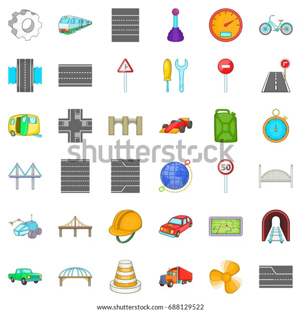 Rail bridge icons set.\
Cartoon style of 36 rail bridge vector icons for web isolated on\
white background