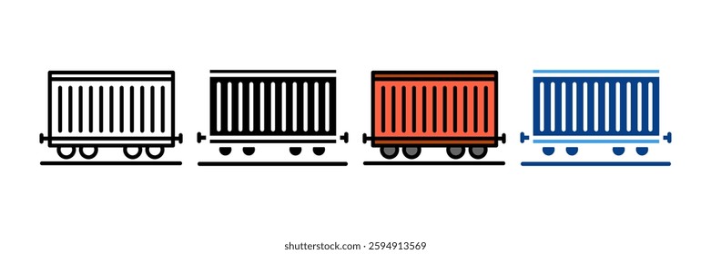 Rail Car Icon Set Multiple Style Collection