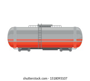 Rail Cistern For Liquid Products Flat Vector Illustration