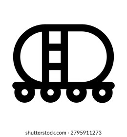 Rail container icon. Editable line icon. Professional and modern outline icon vector illustration featuring cargo shipping container on railway in a sleek design.
