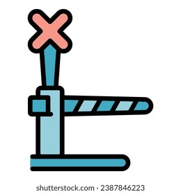 Rail cross icon outline vector. Traffic track. Train road color flat