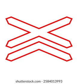 Rail crossing ahead with more than 1 railway sign. Vector illustration.