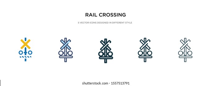 rail crossing icon in different style vector illustration. two colored and black rail crossing vector icons designed in filled, outline, line and stroke style can be used for web, mobile, ui