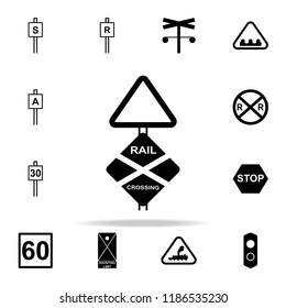 rail crossing icon. Railway Warnings icons universal set for web and mobile