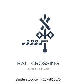 rail crossing icon vector on white background, rail crossing trendy filled icons from Maps and Flags collection, rail crossing vector illustration