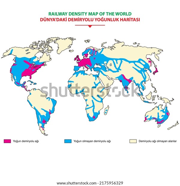 rail density map
around the world. Vector