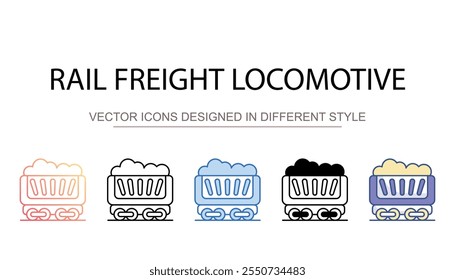 Rail Freight Locomotive icon design with white background stock illustration