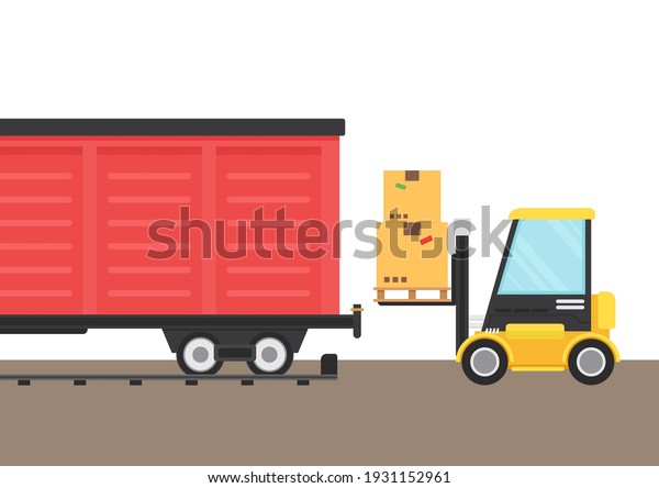 Rail Freight Transport Vector Container Vector Stock Vector (Royalty ...