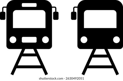 rail icon set. Train symbol. Railway Station.  Freight Locomotive. Transportation Sign Collection. Freight Locomotive