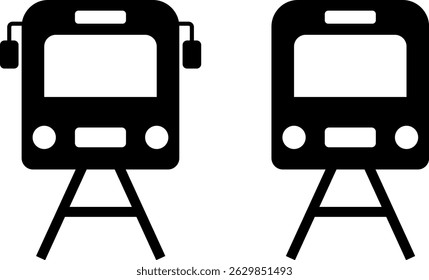 rail icon. Train symbol. Freight Locomotive.  Railway Station. Transportation Sign Collection
