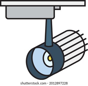 Rail Lamp Spotlight Vector Color Icon Design, Retail Shop Equipment Symbol, Supermarket Fixtures Sign, Grocery Store Supplies Stock Illustration, Energy Saving LED Track Light Concept