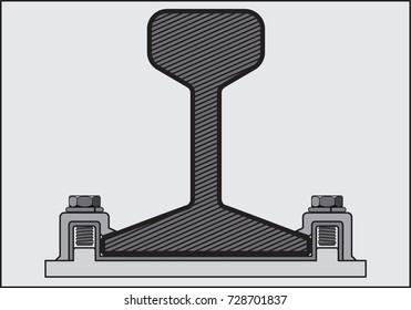 RAIL PATTERN
black and white image of a railway rail with fastenings on a gray background
