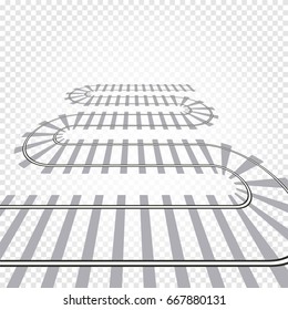 Rail railroad track vector illustration. Railway train isolated. Winding path road