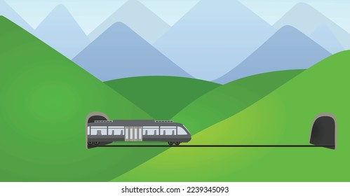 Rail road between two tunnels. vector