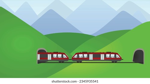 Rail road between two tunnels. vector